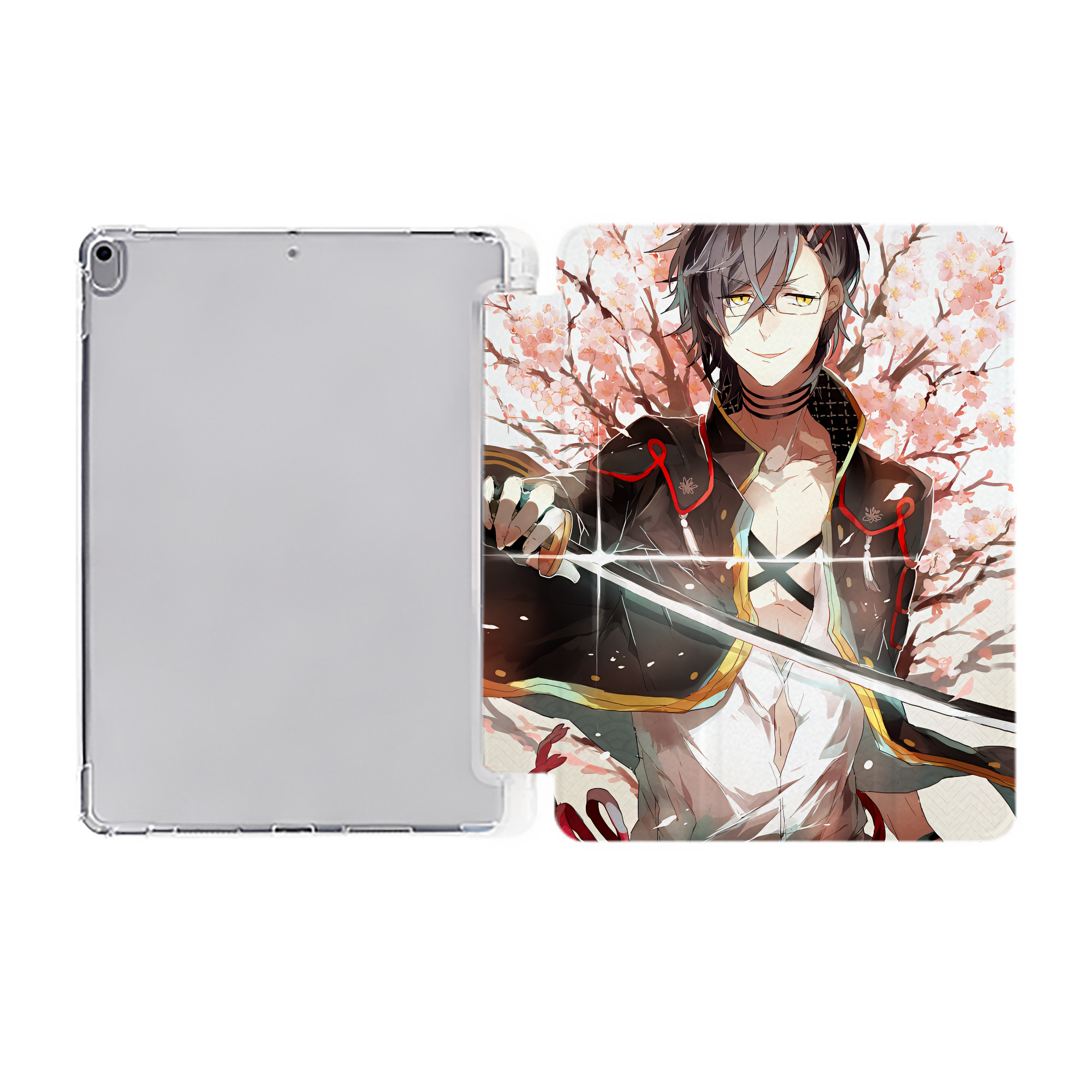 （画像用） 刀剣乱舞 Touken Ranbu IPad ケース ペン収納付き 三つ折りスタンド PUレザー×シリコン 対応機種9.5/10.5/10.9インチ
